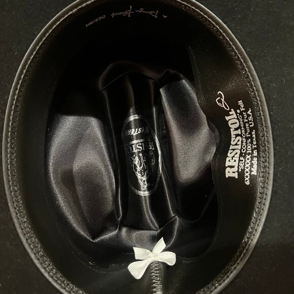 Resistol Men's Ox Bow 6X Black Felt Hat Cattleman Crown One Size NWT - Picture 12 of 12